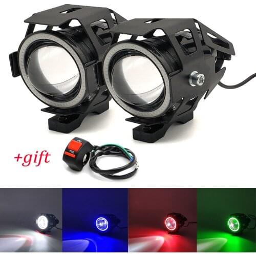 2Pcs Motorcycle Headlights Front Spotlight 12V U7 LED Light Fog Lamp For Honda XR125 xr 250 400 Kawasaki ZG1000 ZRX1100 ZRX1200