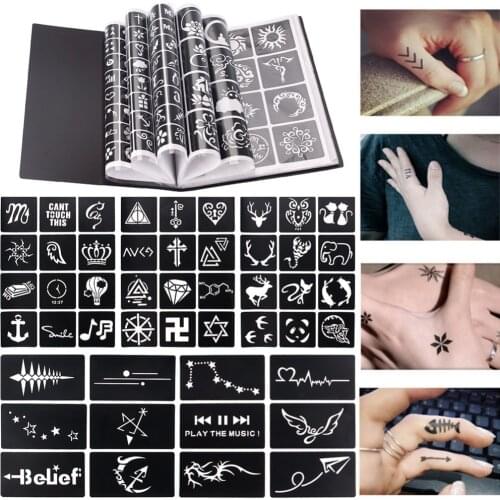 264Maps 17 Sheet Waterproof Henna Tattoo Painting Templates Mehendi Airbrush Glitter Temporary Body Art Set Decal DIY Painting