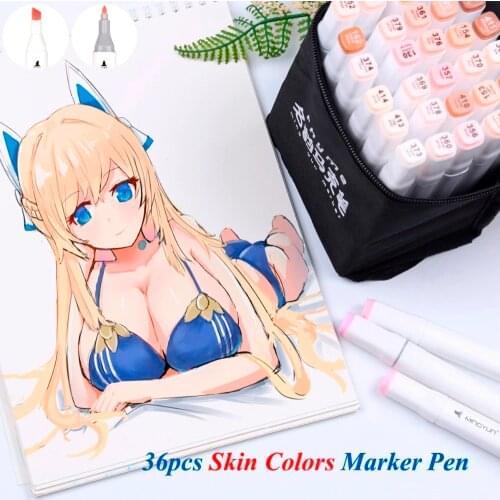36 Colors Skin Tones Marker Pen Set Double Head Alcohol Based Art Markers Professional for Manga Professional Drawing Art Supply