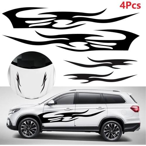 4pcs Car Hood Sticker Vinyl Car Stickers And Car Body Racing Side Door Long Stripe Stickers Auto Body Sticker Accessories