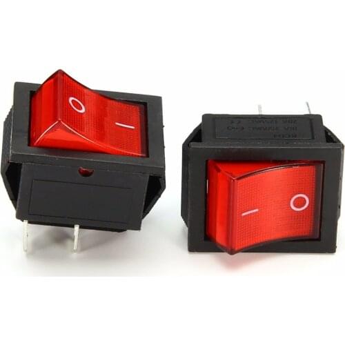 5pcs Red Lamp Light Latching Mini Boat Rocker Switch Power Switch 4 Pins Snap-in On/Off With Light 16A/250V KCD4-201