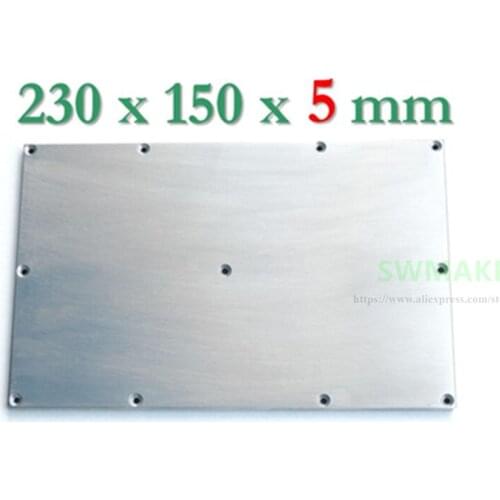 Hot bed Aluminium support plate 230x150x5mm W middle hole for Flashforge Creator/X /PRO Wanhao Duplicator 4 CTC Dual 3D printer