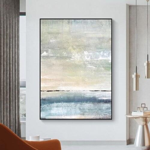 Large mural on canvas handmade oil vertical abstract art deco painting living room wall decoration painting blue