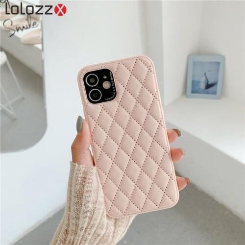 Suitable For iPhone 12 Pro Max 11Pro 12Mini 7 8 Plus X XR Leather TPU Woven Diamond Cover Silicone Based Breathable Mesh Case