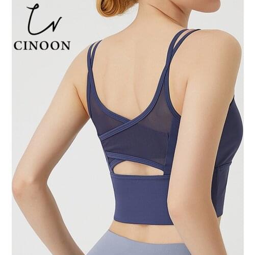 CINOON Sport Yoga Bra Sexy Push Up Bralette Shockproof Cross Straps Female Vest Sport Fitness Underwear Breathable Sportwear
