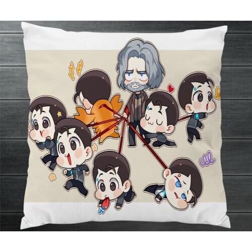 Detroit:Become Human Connor Hanke Markus Cute Two Side Pillowcases Fanart Pillow Cushion Case Cover Collection Cosplay Gift Game