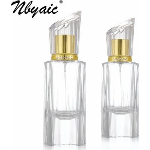 Nbyaic 50pcs High-end perfume bottling 50ml round thick-bottomed glass bottle spray bottle perfume replacement empty bottle