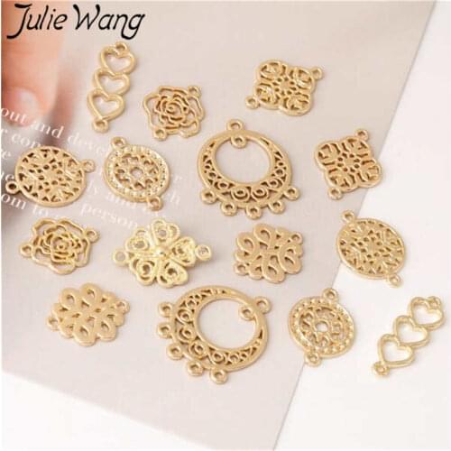 Julie Wang 10PCS Gold Bohemia Connectors Multiple Shapes For Neckalce Pendant Findings DIY Jewelry Making Metal Accessories
