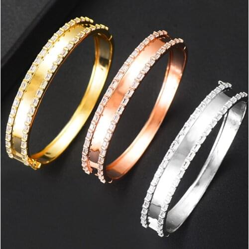 KellyBola Personality Luxury Angle Wing Bangle Jewelry For Women Bridal Wedding Cubic Zircon Rosegold Gold Fashion Accessories