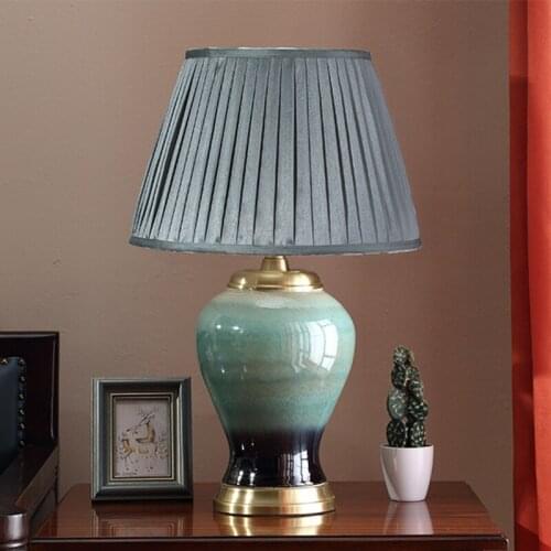 XIRIGHT 40X64CM Living Room Ceramic Table Lamp Large Table Lamp Elegant Retro Bedroom Bedside Lamp Indoor Lighting Home Decor