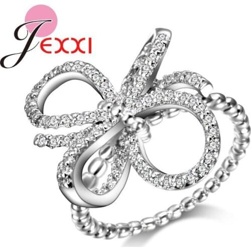 Statement Bow Tie Shape Pattern Unique Ring For Women Girl Classic Engagement Special Surprise 925 Sterling Silver Jewelry