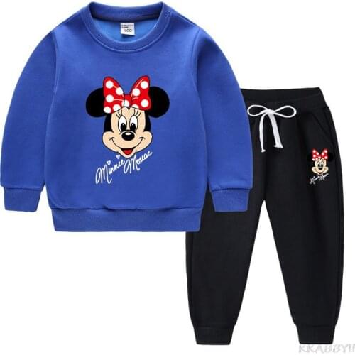 Disney Cartoon Children Clothing Sets Baby Boy Girl Minnie Sweatshirt+Pants 2 Pcs Clothes Kids Outfits Sport Suits