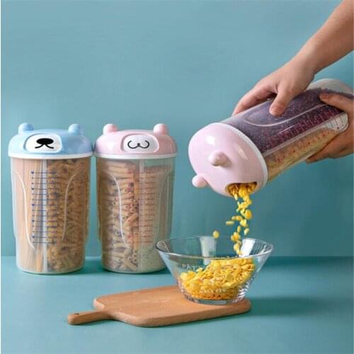 Kitchen Grain Storage Box Transparent Plastic Compartment Barrel Sealed Cereal Food Storage Containers Jar Household Accessories