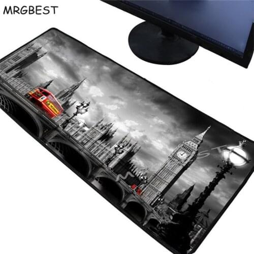 MRGBEST London Landscape Bus Rug Anti-slip Mousemat Design Gamer Pc Large Lockedge Gaming Laptop Mouse Pad Black Paint Rubber L