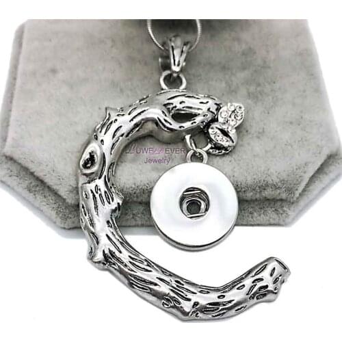 Hot Sale High Quality 081 branch 18mm Snap Button Pendant Necklace Punk bohemia For Women Charm Fashion Interchangeable jewelry