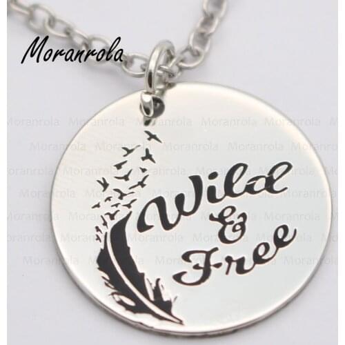 New arried "Wild and free "Copper necklace Keychain,charm Hand-Stamped Jewelry Inspirational jewelry Message Charm jewelry gift