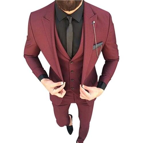 2019 New Arrival Mens 3 Piece Suit Peak Lapel Dress Tuxedo Wedding Suit for MEN GROOM BEST MEN ternos masculino Costume Homme