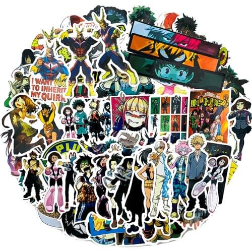 70Pcs Japanese Anime My Hero Academy Sticker For Refrigerator Scooter Suitcase Computer Guitar PVC Children Graffiti Stickers