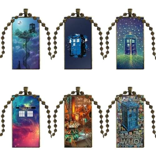 Necklace Fashion Long Chain With Rectangle Necklace Jewelry For Women Jewellery Doctor Who Box Classic