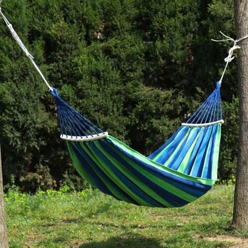 Portable Hammock Outdoor Hammock Garden Sports Home Travel Camping Swing Canvas Stripe Hang Bed Hammock Double Single People