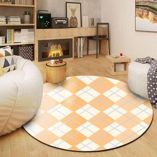 Simple Lattice Living Room Rugs Modern Home Bedroom Round Carpet Geometry Soft Lounge Center Table Floor Mat Girls Room Decor