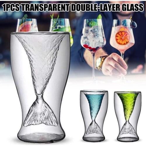 Mermaid Shot Glass For Whiskey 100 Ml Double Wall Glass Cup With Creative Design For Cocktail Juice Transparent He