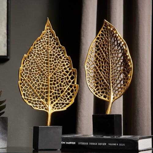 Europen Leaf Model sculpture resin craft vintage home decor Modern Vintage Abstract Statue Office Desk Decoration Ornaments Gift