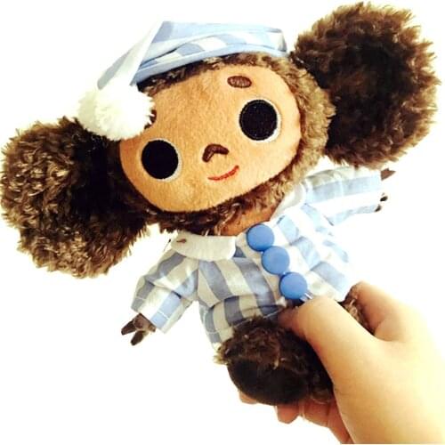 Super cute Big Eyes monkey With Hat plush toy cheburashka soft doll Russia Anime toy baby kids sleep appease doll