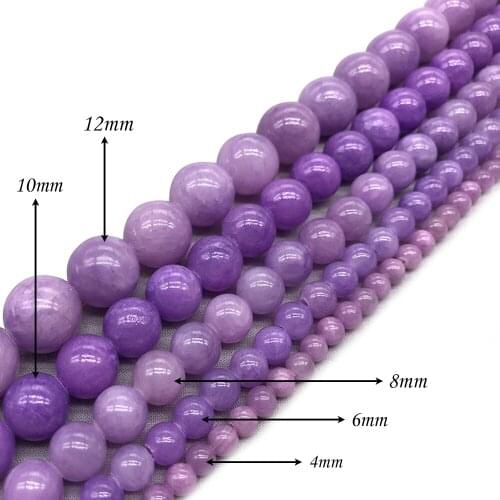 Natural Stone Light Purple Chalcedony Round Loose Charm BeadsFitMulti-purpose Jewelry Making 4 6 8 10 12MMPick Size J325