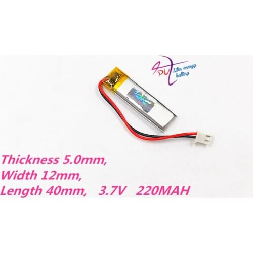 XHR-2P 2.54 220mAh 501240 3.7V lithium polymer battery recording pen smart Wearable
