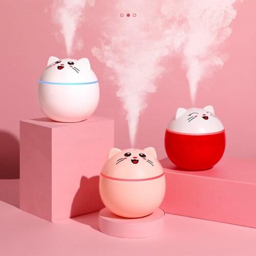 300ml Air Humidifier for Home Ultrasonic Car Lucky Cat Mist Maker with Colorful Night USB Lamps Mini Office Air Purifier