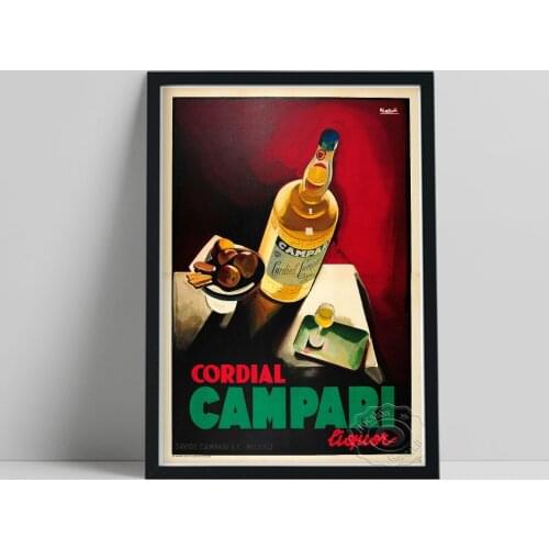 Vintage European Campari Advertising Poster, Impressionism Drinks Still Life Canvas Painting, Nordic Nostalgia Prints Home Decor