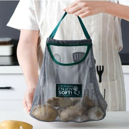 Breathable Wall Handle Onion Garlic Hanging Storage Bags Net Vegetable Kitchen Net Bags Portable Kitchen Straw Bags