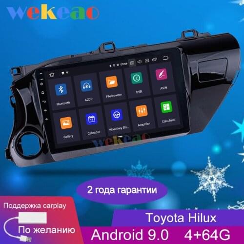 Wekeao Touch Screen 10.1'' 1 Din Android 9.0 Car Dvd Multimedia Player For Toyota Hilux Car Radio GPS Navigation 2016+ Bluetooth
