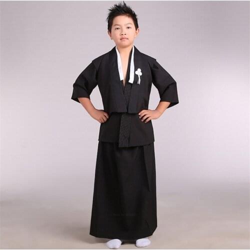 Japanese Samurai Costumes for Kids Kimono Boys Children Taekwondo Cosplay Stage Performance Yukata Harajuku Warrior Japan