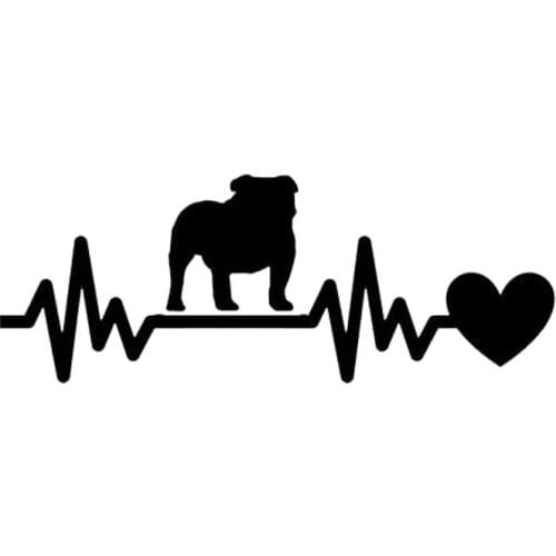 19*7.1CM English Bulldog Heartbeat Lifeline Rear Windshield Stylish Decorative Car Stickers Black/Silver C6-1433