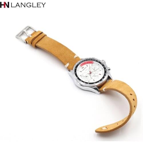 Suede Quick Release Genuine Leather Watch Band 18 20 22 24mm Frosted Thick Suture Brown Chamois Strap Watches Bracelet