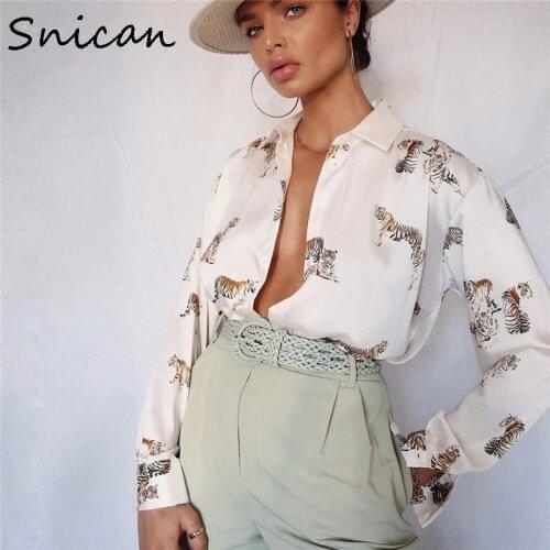 Tiger print elegant office ladies blouse long sleeve female tops fashion autumn spring shirts za 2020 women blusa de mujer new