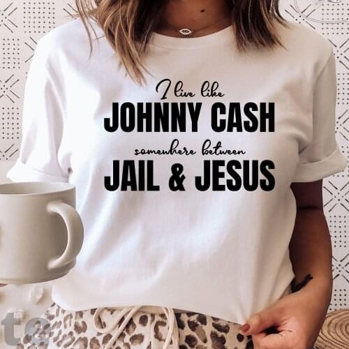 Johnny Cash Nashville Tour Print Harajuku Top Casual Ladies Basic O-collar Short Sleeved Women T-shirt Girl,Drop Ship