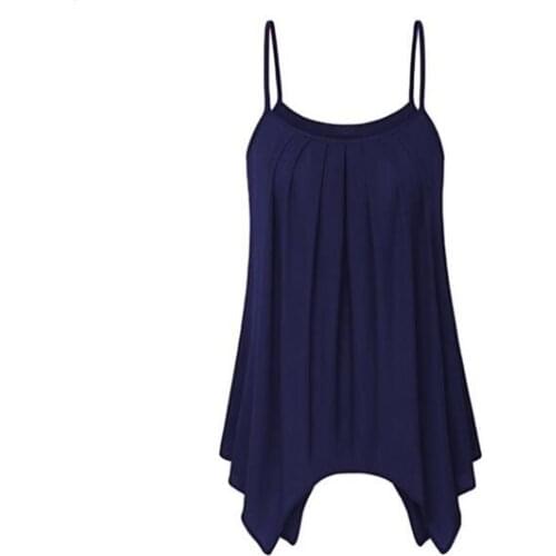 Womens Sleeveless O-neck Casual Sling Female Irregular Hem Tank Cami ladies Summer plus Size Loose Shirt debardeur femme 2019#F