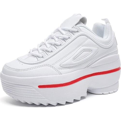 Womens Chunky Sneakers Thick Bottom Platform Vulcanize White Shoes Fashion Breathable Casual Outdoor Walking Footwear For Ladie