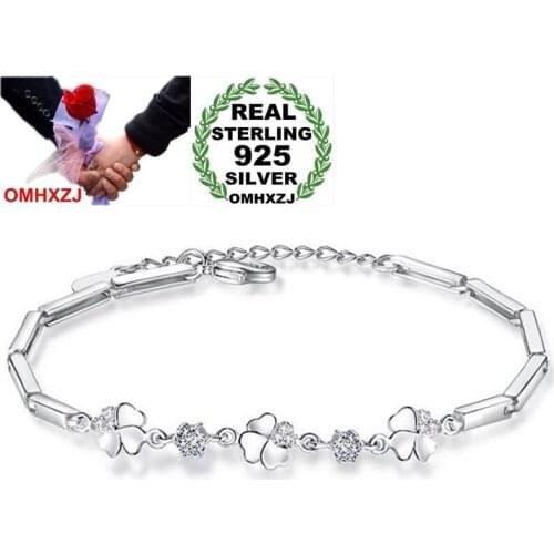 OMHXZJ Wholesale Heart Fashion OL Woman Girl Wedding Gift Rotating Flowers Leaves White Purple 925 Sterling Silver Bracelet SZ88