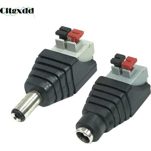1PCS Male & Female DC Connector 5.5*2.1mm DC Power Jack Adapter Plug Connector For 3528 / 5050 / 5730 Single Color LED Strip