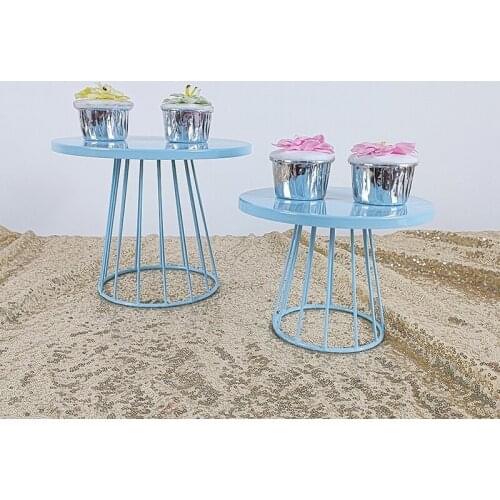 1pcs blue Cake Plate Stand Plate Metal High Base Cupcake Dish Cake Dessert Supplies Wedding Tray Decoration Display Cake Tools