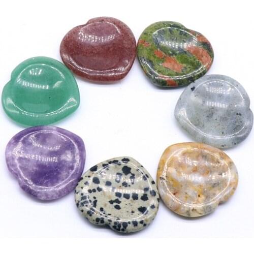 12pcs/Set Worry Stone Beads Heart Shaped Natural Charms Crystal Jewelry For Woman As A Gift Meditation Healing Pendulum Amulet