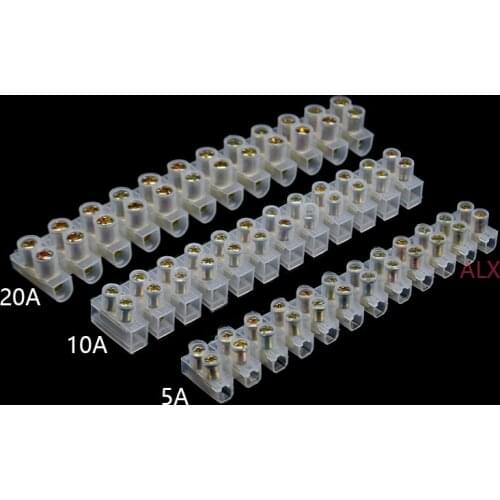 2PCS 5A/10A/15A Dual Row Strip Screw Terminal Block 12Position 12WAY Fixed Wiring Board universal quick wire connector