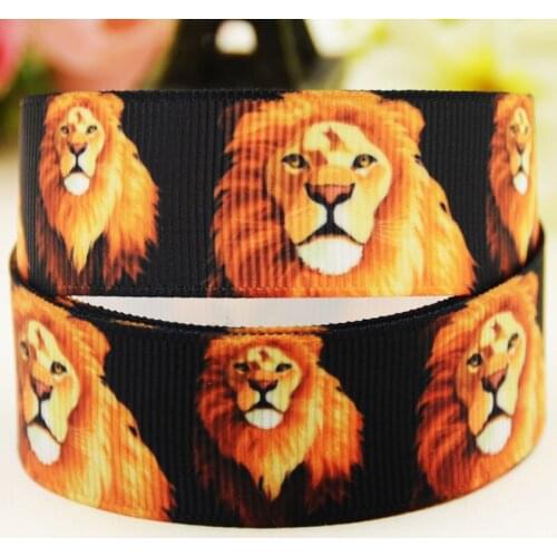 22mm 25mm 38mm 75mm Lion Cartoon pattern printed Grosgrain Ribbon party decoration 10 Yards X-04081