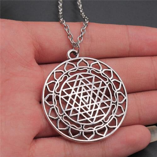 1 Piece New Fashion 44x40mm Sri Yantra Pattern Chains Necklace All For Diy Korean Fashion 4 Pieces