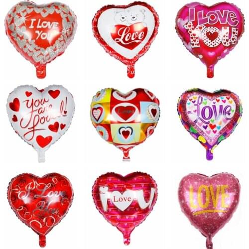 5pcs 18" Heart Shaped Foil Balloons Print Gold LOVE Helium Balloon Valentines Day Wedding Anniversay Party Decoration Supplies