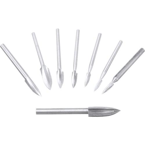 8pcs Wood Carving Drill Bits Long Steel Engraving Drill Bits Milling Cutter For Wood Root Art Craft DIY Carving 3-8mm